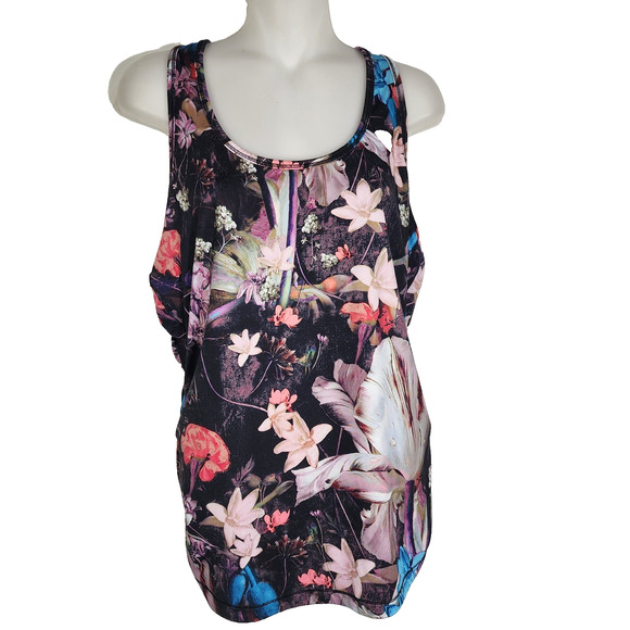 CALIA by Carrie Underwood Tops - Calia by Carrie Underwood Tank Top Large Floral Print Racerback Ruching Sports